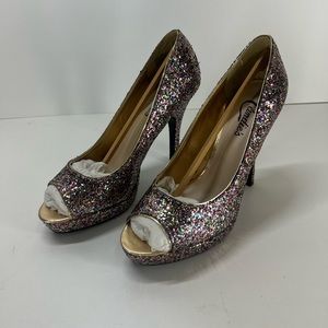 candies multi color sparkle high heels